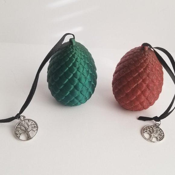 Dragon Egg Ornament Set Red and Green - Picture 6 of 10